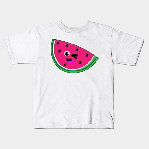 Watermelon Tropical Fruit Kids T-Shirt by RainasArt